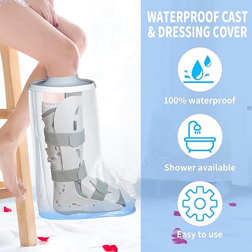 Miniatura 6 de Protector de pierna extra ancha para ducha, funda para botas de ducha de pies con parte inferior antideslizante, funda protectora impermeable para