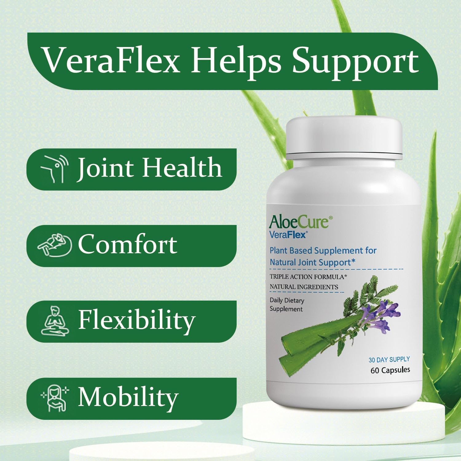 Aloecure Veraflex Natural Joint Health, 60 Capsules, Clinica...