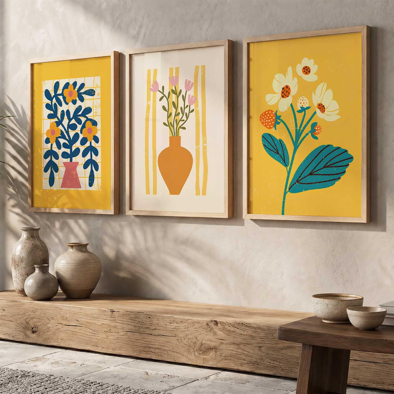 BOHO Wall Art Set - 3 Framed Prints -25