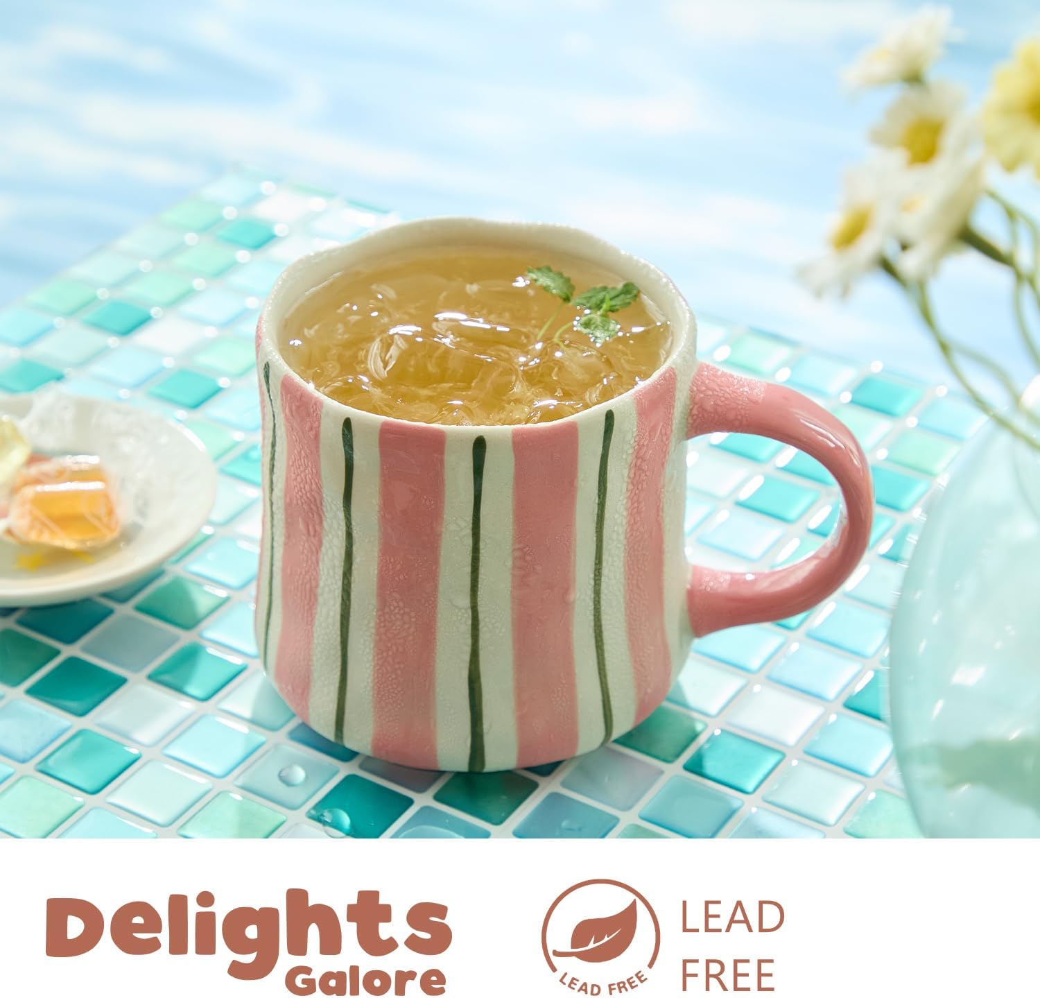 Stripe Ceramic Coffee Mugs, 12oz Vibrant Striped Red Design Cute Mugs, Dishwasher & Microwave Safe Cups for Coffee, Tea, and Cocoa, Perfect for Daily Brews tea or coffee Pink-1Pack