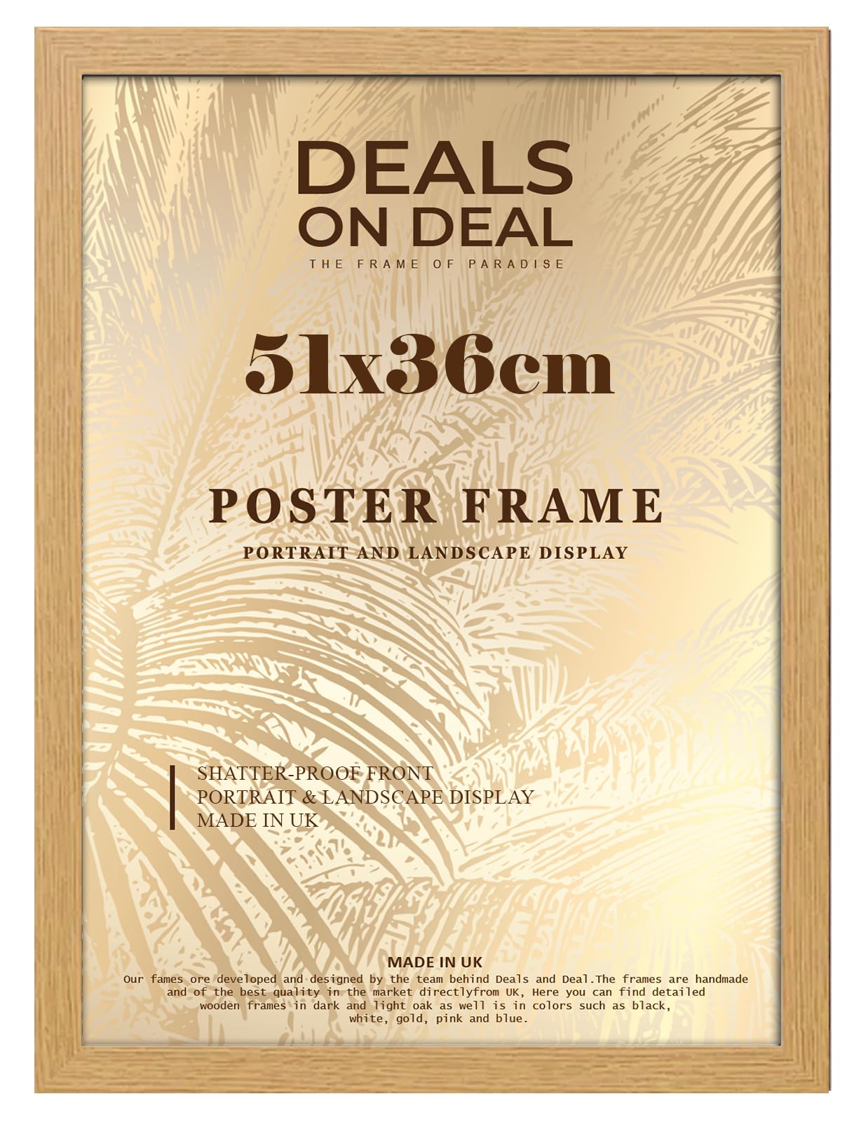 Deals On Deal Oak Deals On Deal® Classic Mdf Wooden Poster Frame 51X36 Cm Crystal Clear Display Jigsaw Puzzle | 51 X 36 Cm | Vintage Charm For Any Room 510 X 360 Mm | For Home Office Livingroom