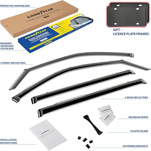 Miniatura 6 de Goodyear Deflectores de ventana inastillables en el canal para Toyota Tundra 2022-2024 CrewMax, protectores de lluvia, viseras de ventana para