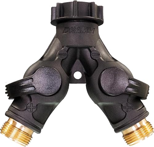 High Flow Twin Shut Off Valve with Full Water Flow, Two Way Connector, One Touch Thumb Control Turn Off Position, Corrosion Resistant Seals