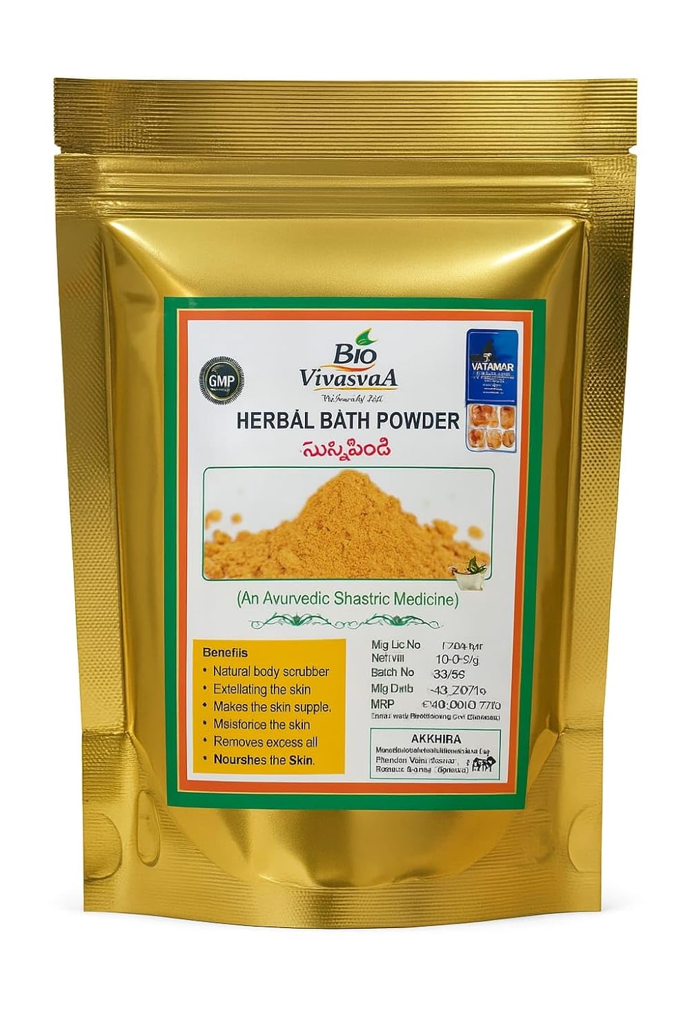 Bio Vivasvaa Herbal Bath Powder|Natural Sunnipindi Body Scrub- 150g(Pack of 3)