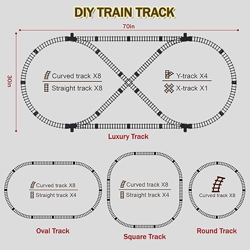 Miniatura 4 de Train Set for Kids,Remote Control Locomotive Engine Under Christmas Tree,Electric Model Train W/Carriages and Long Tracks,Train Toy Gift for Boys