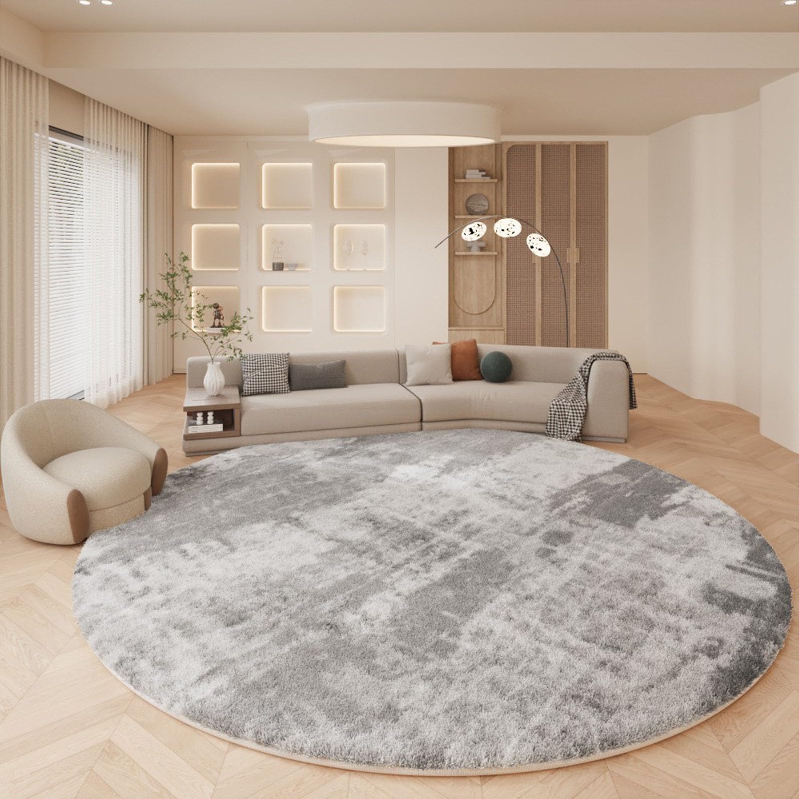 Tappeto da bagno rotondo e soffice, in cotone, antiscivolo, tradizionale, per soggiorno, camera da letto, sedia, divano, tappetino morbido per pavimento, diametro 160 cm