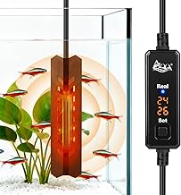 AQQA Aquarium Heater, Adjustable Temperature of 59.0 - 84.0°F (15 - 34°C), Digital Display, Controller, Small Heater, Can be Installed Vertically and Horizontally, Energy Saving, For Tropical Fish