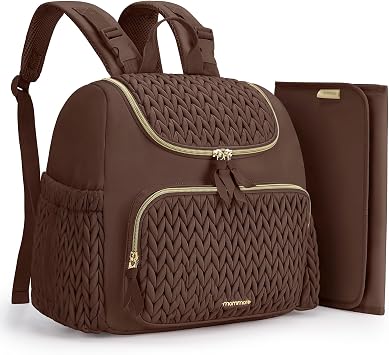 mommore Diaper Bag Backpack, Stylish Mini Baby Bag with Changing Pad | Insulated Pockets & Stroller Straps Small Diaper Backpack Compact Maternity Bag for Baby Essentials, Hospital & Daily Work
