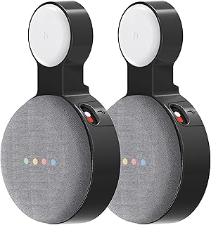 CUHIOY Wall Mount Holder for Google Nest Mini(2nd Gen), 2 Pack Google Nest Mini Speaker Stand with Cord Management, Perfect Outlet Wall Mount Accessories for Google Nest Mini (Black)