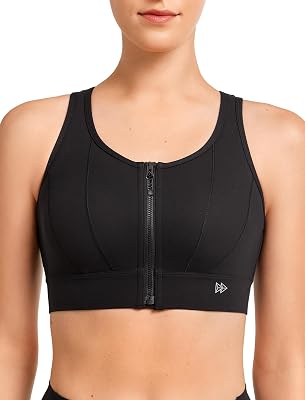 Yvette Front Closure High Impact Sports Bra for Women | Cup Sizes A to DDD Up to 5XL, Sewn in Pads, No Underwire, Breathable Fabric Moisture-Wicking, Easy on and off, Full Coverage
