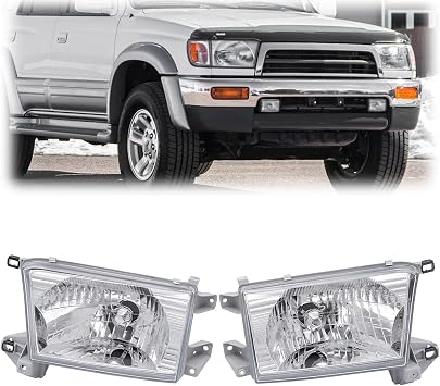 Pair Headlights Hedlamps Assemblies For Toyota 4runner 1996-2002 Not Included H4 Bulb, Driver Left & Passenger Right Side Replacement 81110-35320 81150-35300