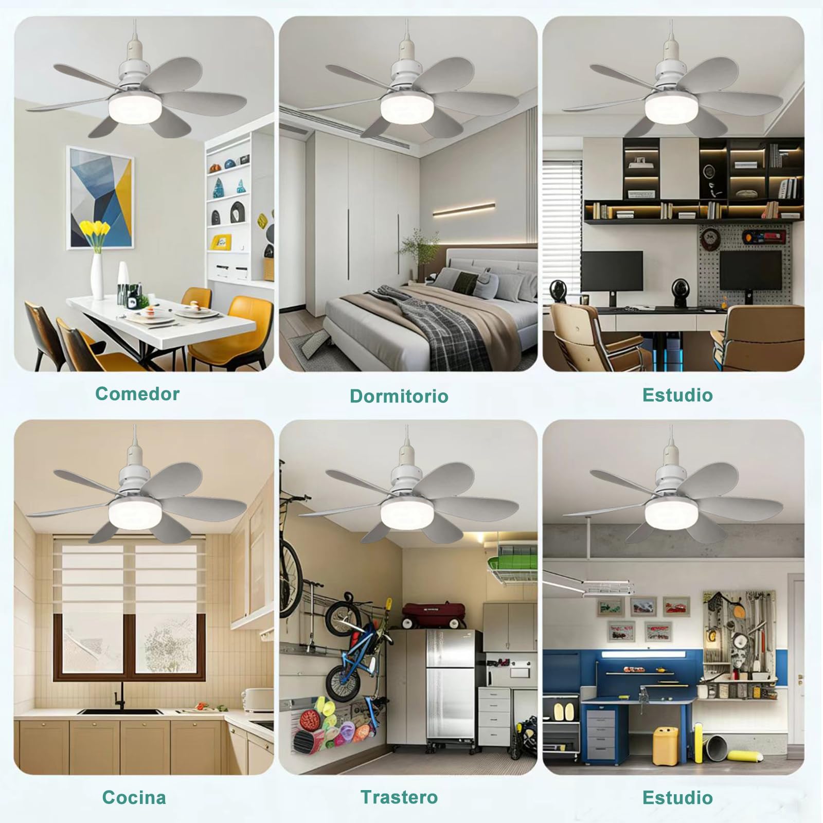 40W Regulable Ventilador de Techo, Lampara Ventilador 52 cm de 3 Modos