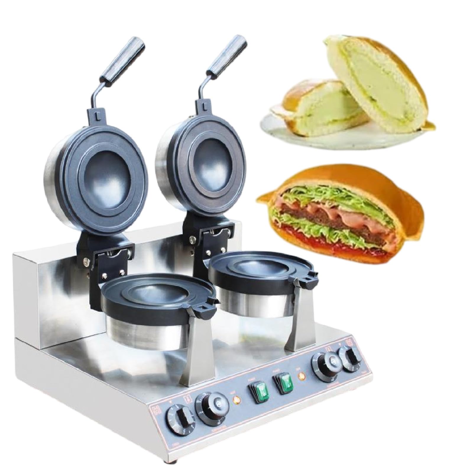 Máquina para hacer hamburguesas, prensa eléctrica para hamburguesas, waflera eléctrica, prensa para paninis, sandwichera, máquina para hacer brioche y helados, prensa para paninis con placas