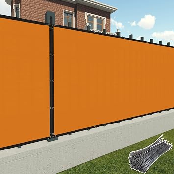 Patio 2 x 5 Privacy Fence Orange Fence Privacy Screen Outdoor Fence Cover Heavy Duty Decorative Fence Screen for Garden Patio Outside with Brass Grommets