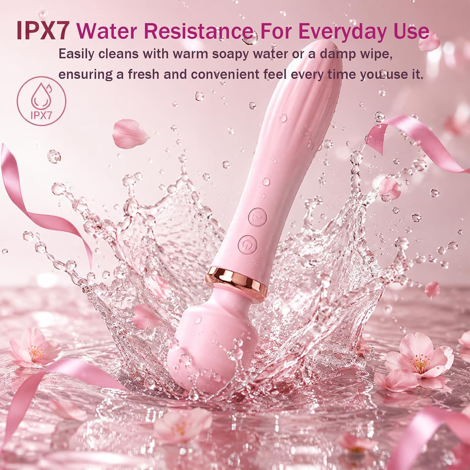 Women's Massager with Heating Function, Handheld Massage, Pink, Stress Relief, Portable Massage Device,Cordless, Rechargeable