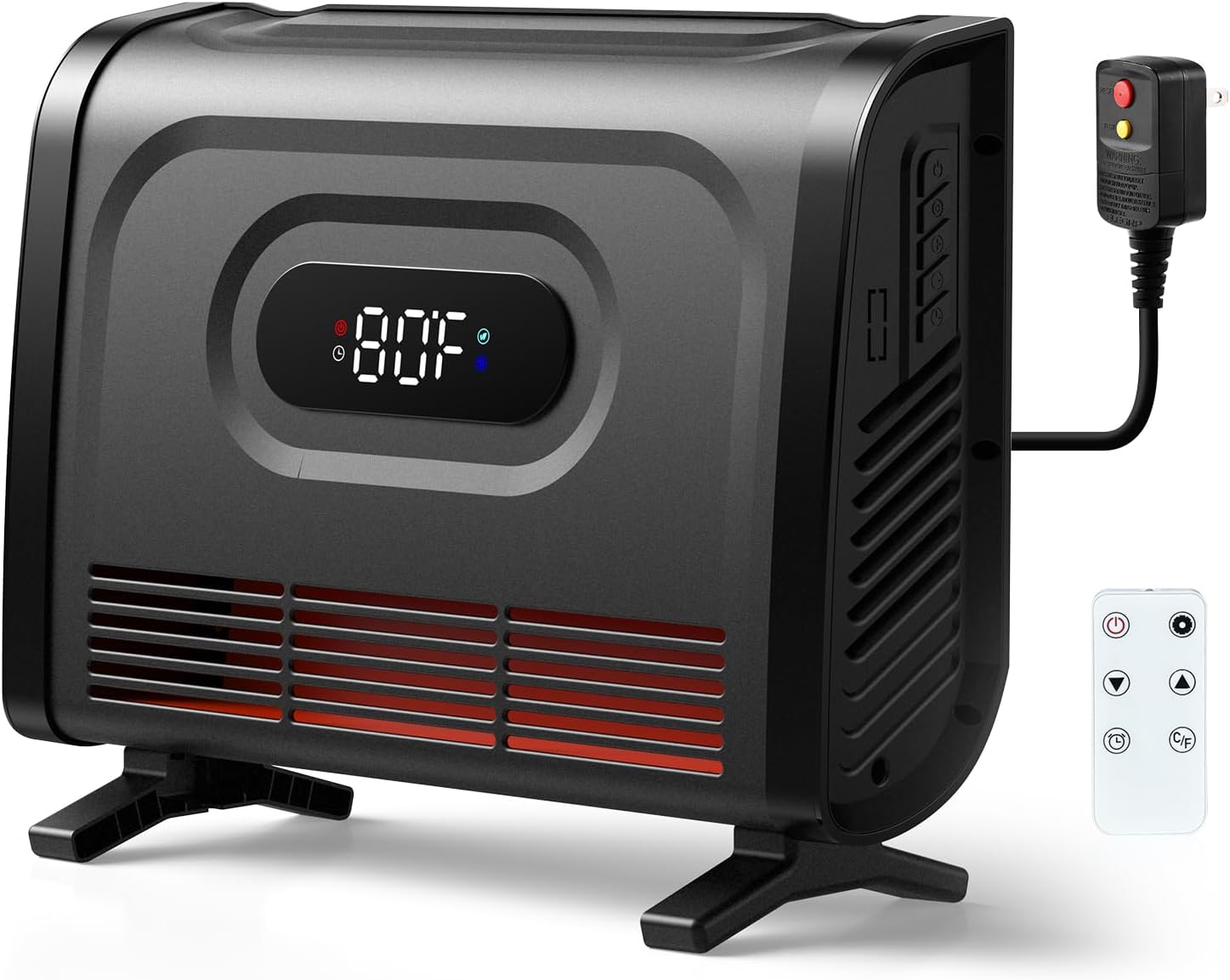 Calefactor Eléctrico de Pared 1500W con Termostato, Temporizador y Control Remoto