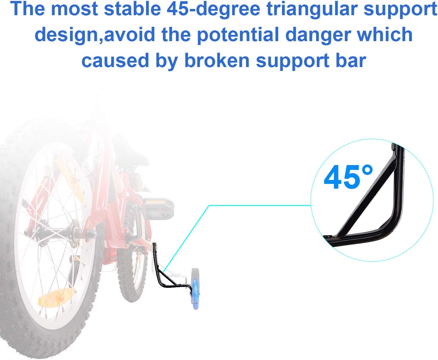 Bicycle Training Wheels Heavy Duty Rear with Stabilizers Mounted Kit for Kids Boy Girls Bikes of 12 14 16 18 20 Inch : Sports & Outdoors