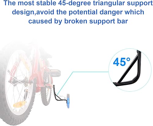 Vista 26 de Ruedas de entrenamiento para bicicleta, par de ruedas traseras resistentes con estabilizadores, kit montado para niños y niñas, bicicletas de una