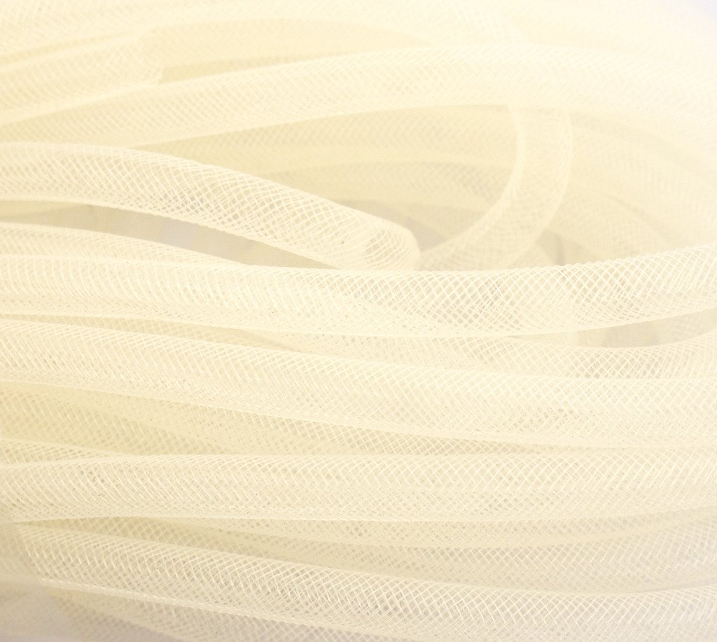 HAND H0909 White Elastic Lightweight Millinery Tubular Crin Trim - diameter 8 mm, appx 30 meters per pack