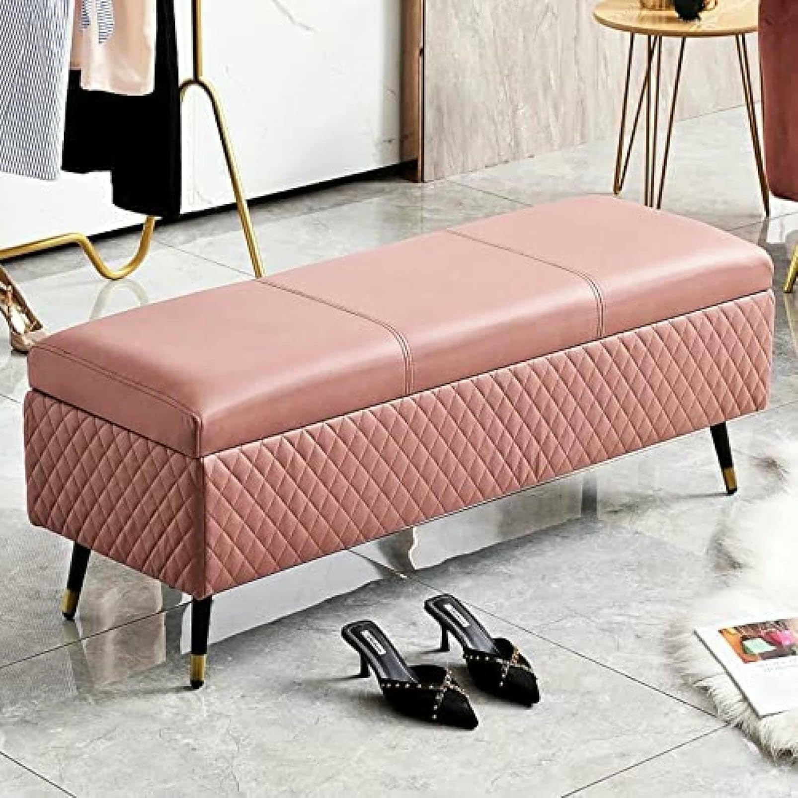 Banquette d'entrée en cuir CNPRAZ pour ranger vos chaussures et vous asseoir confortablement