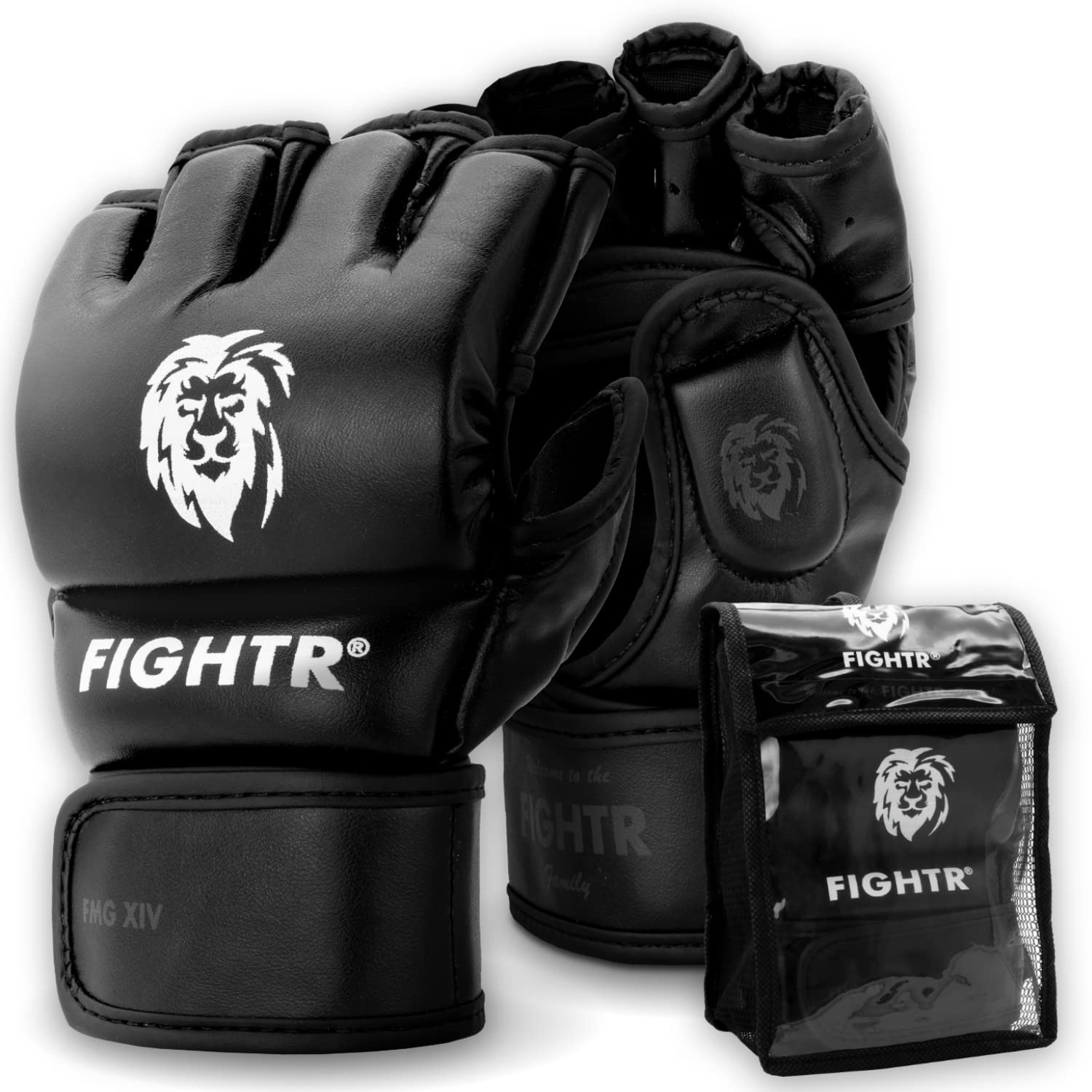 FIGHTR® Guantes de MMA para Grappling, Saco de Arena, Sparring y Entrenamiento con Bolsa de Transporte