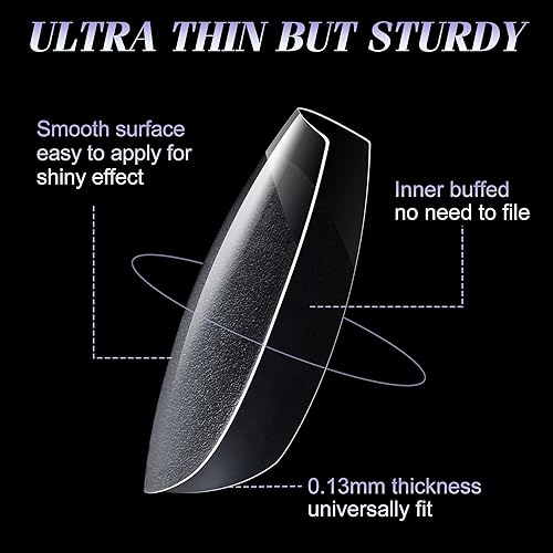 Miniatura 7 de Gelike EC Kit de puntas de uñas de gel extra cortas y suaves para extensiones de uñas, cubierta completa, forma de ataúd, resina de PMMA prepulida,