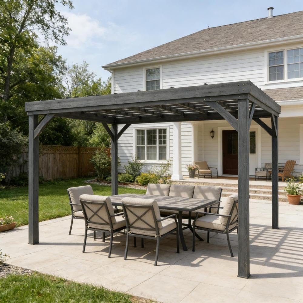 Wooden Pergola with Grape Vine Design for Outdoor Patio and Garden