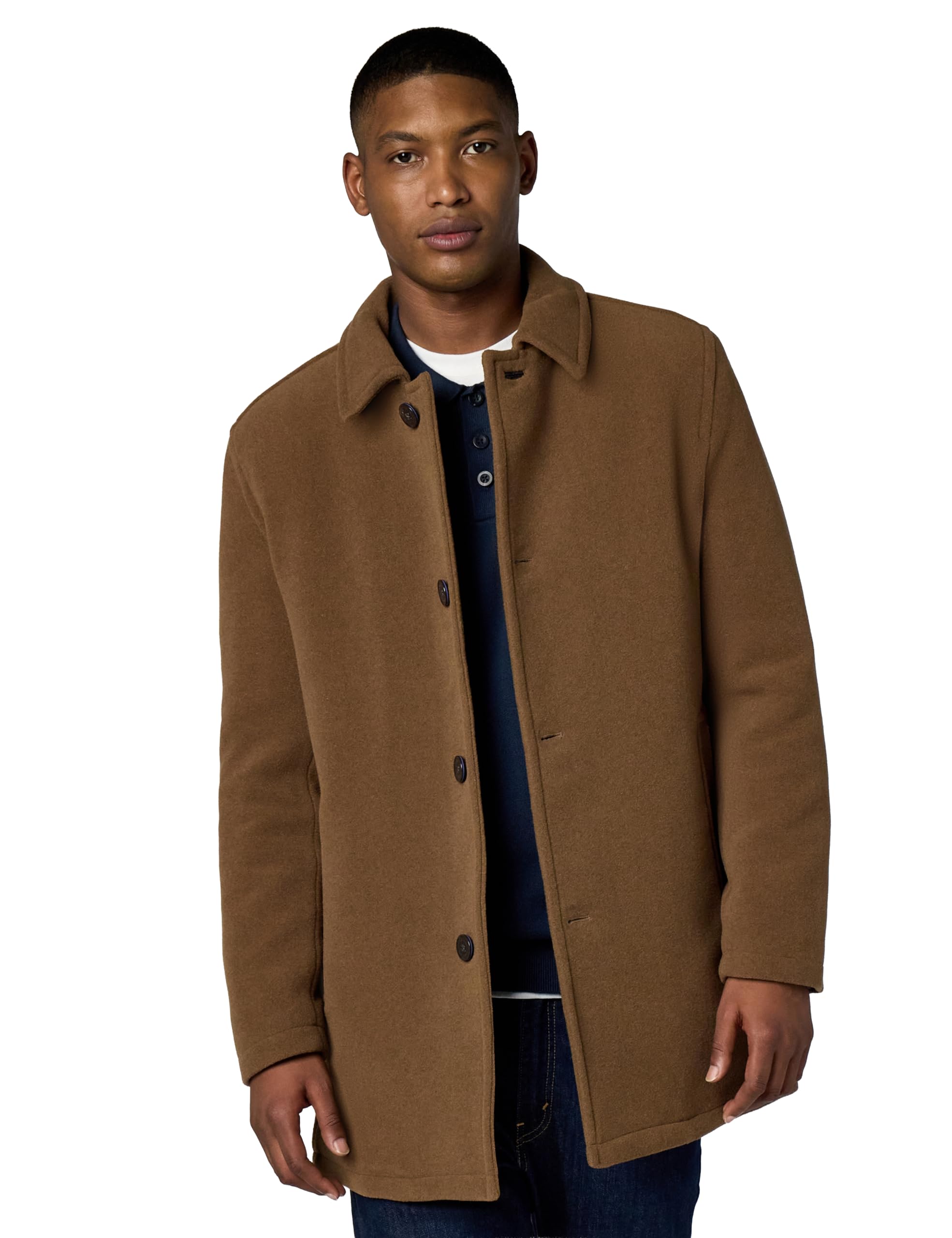 Cole Haan Signature Men's Wool Plush Car Coat, Camel, X-Large