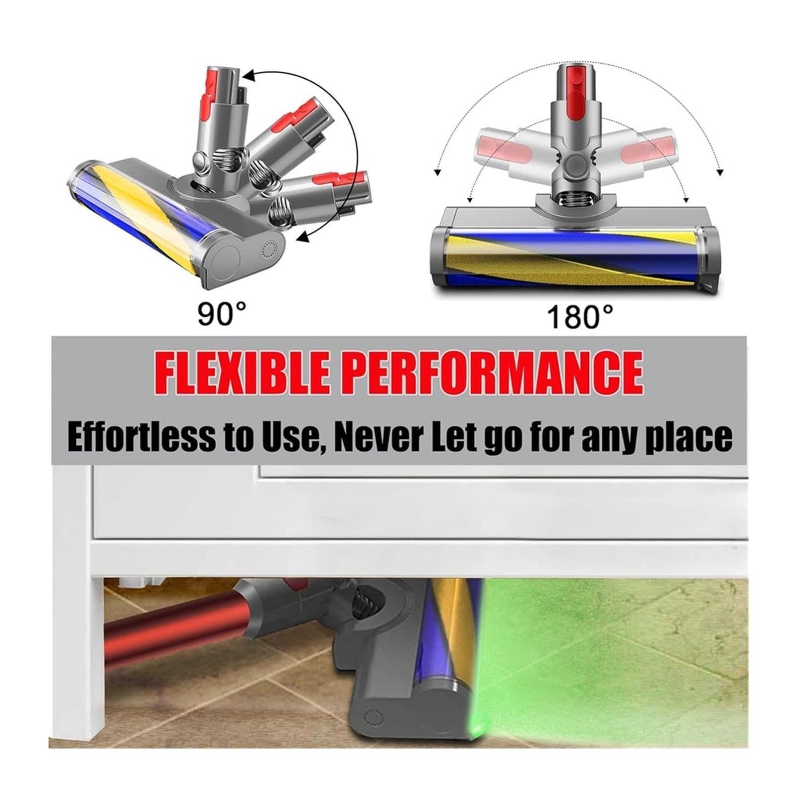 Cabezal Principal For Suelos De Madera Con Luz De Detección De Polvo, Compatible Con Dyson V7, V8, V10, V11 Y V15. Funcionamiento Silencioso.
