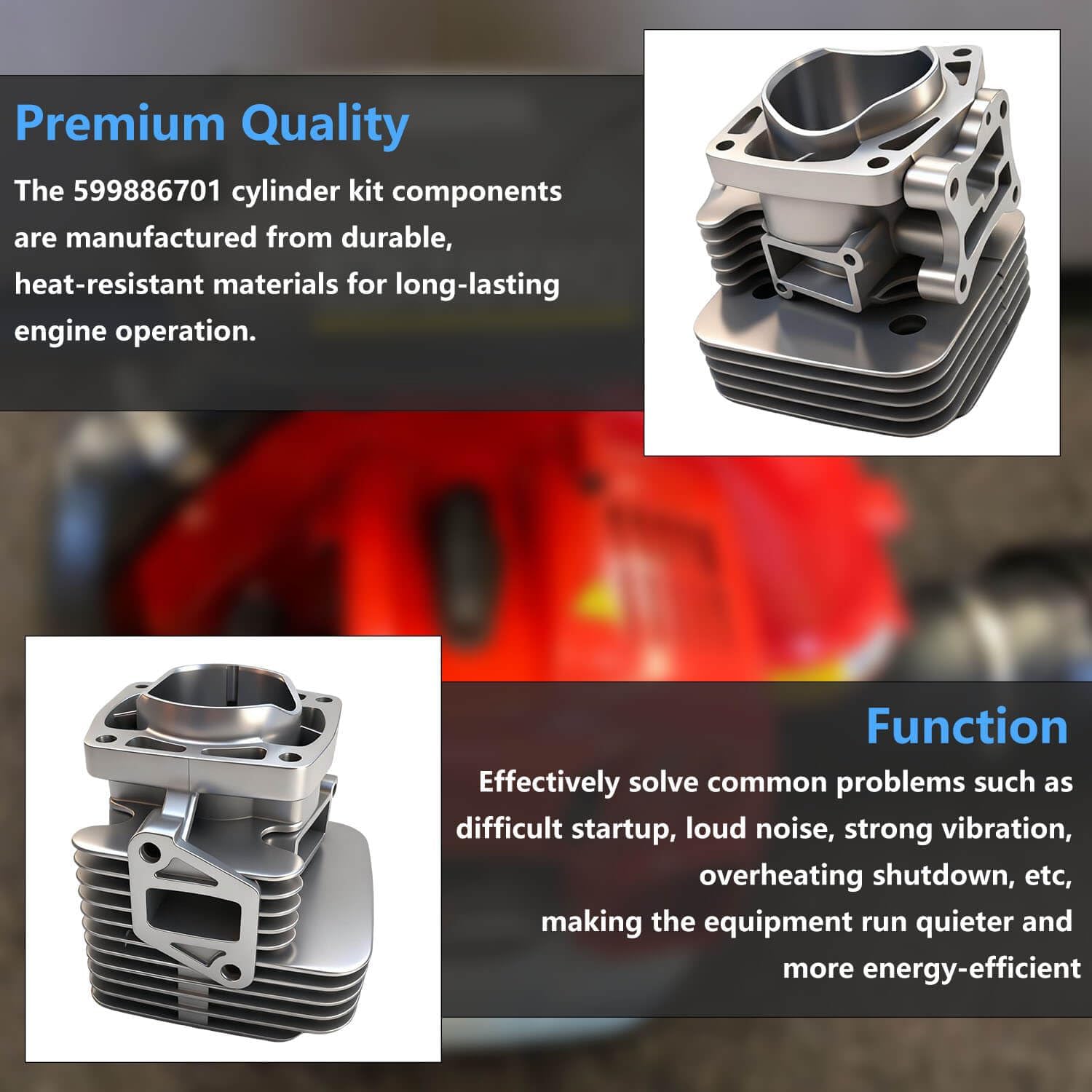 Cylinder Piston Kit with Gaskets & Spark Plug Compatible with RedMax EBZ8560 EBZ8560RH Backpack Leaf Blower | Replace Part# 599886701 | Engine Rebuild Repair Kit