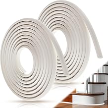 Pangda 2 Pieces 16 ft 1/2" x 1/2" Flexible Quarter Round Molding, White Bendable Trim Shoe Molding for Wall Corners Cabinet Edges Stairs Countertops Construction Decoration Home