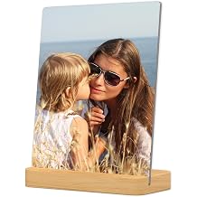Custom Metal Photo Prints Customized photo gifts with Natural Bamboo Base,Personalized Picture Gifts Wall Art Ready to Hang by HD Printing Technology -Gift Wrapping Available-Same day Pick up
