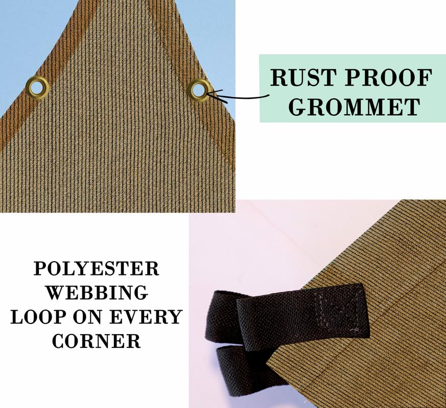 Image of HDPE Fabric Self Fold with SS Eyelet Sun Shade Sails 85-90% Protection from Sun & UV Rays Ideal for CarParking,Outdoor Garden,Balcony,Tent(Beige Black Color, 14 X 24 Feet) Pack of 1 Pc