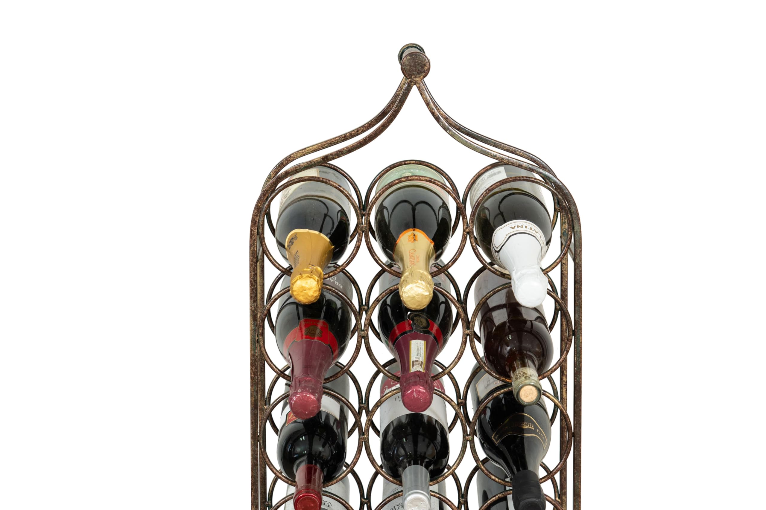 Biscottini Portabottiglie Vino in Ferro Battuto Finitura Nera anticata 36x16x106 - Porta Bottiglie Vino in Metallo - Cantinetta Vino 24 Bottiglie - Portabottiglie Cucina Bar - Portavini - Espositore