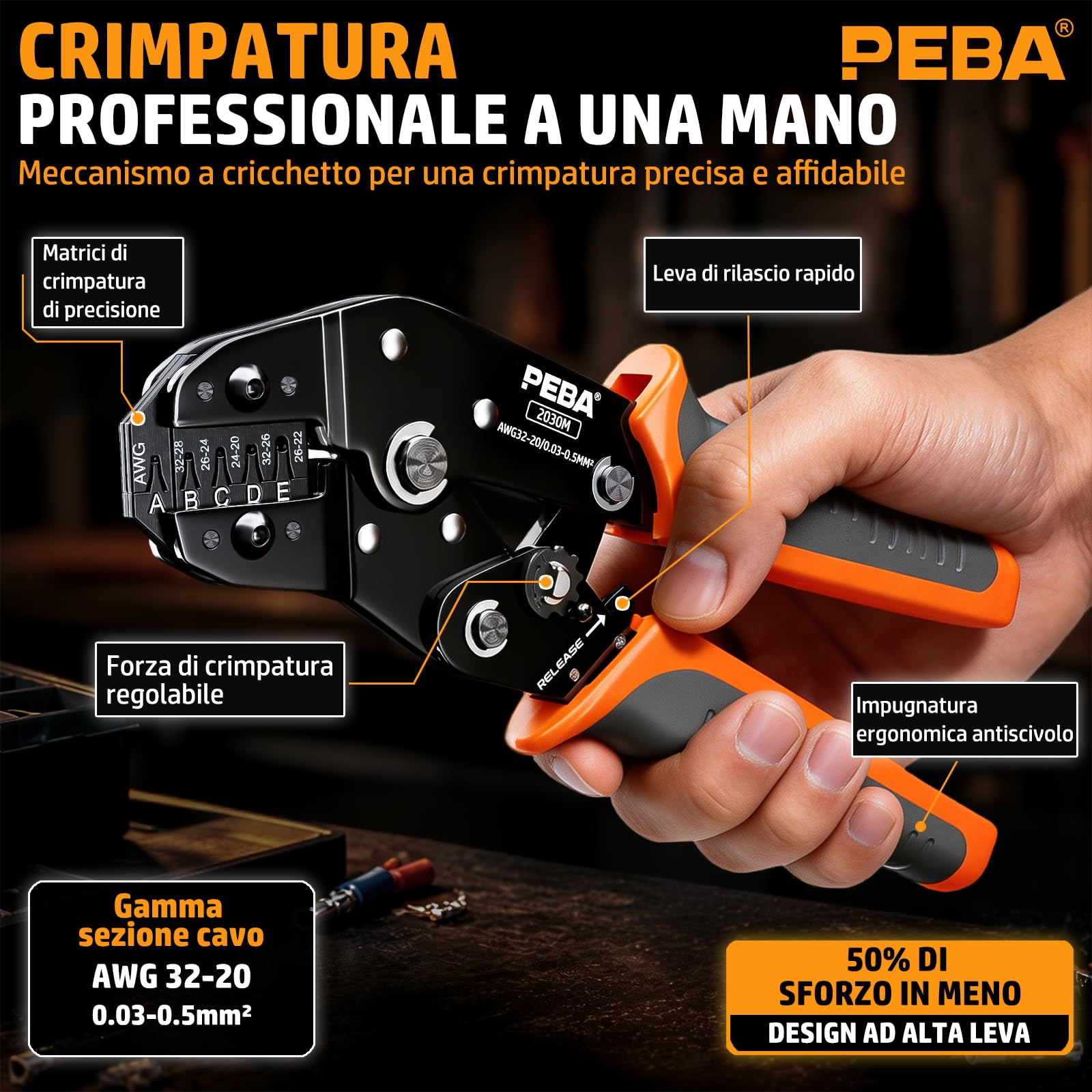 PEBA Set di micro connettori con pinza crimpatrice a cricchetto, Micro-Fit 3.0, Dupont da 2,54 mm e JST-PH/XH/SM/SYP, 45 tipi di connettori, 0,03-1,5 mm², con pinza spelafili