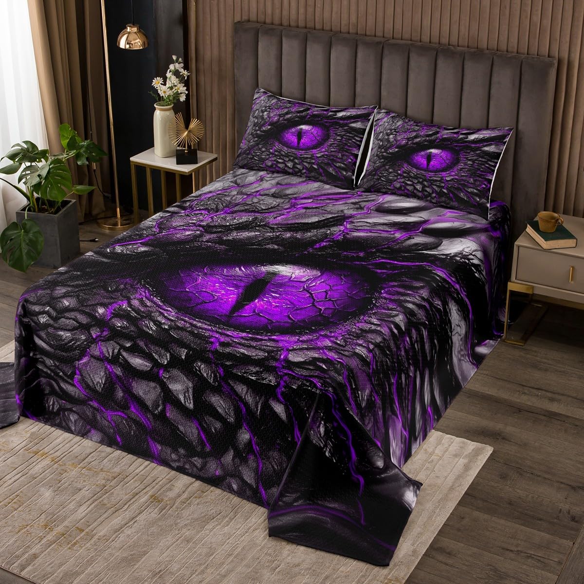 Couvre-lit œil de dragon violet à offrir pour un lit simple d'enfant
