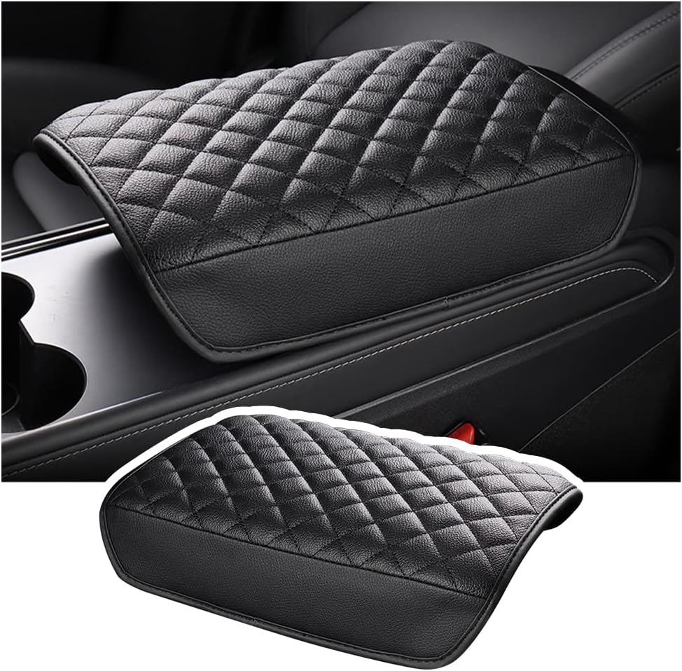 Turcee Leather Car Center Console Cover Compatible with Tesla Model 3 Model Y,All Around Protection/Extended Center Console Organizer Design - The Most Practical Car Armrest Cover(for Model 3/Y)