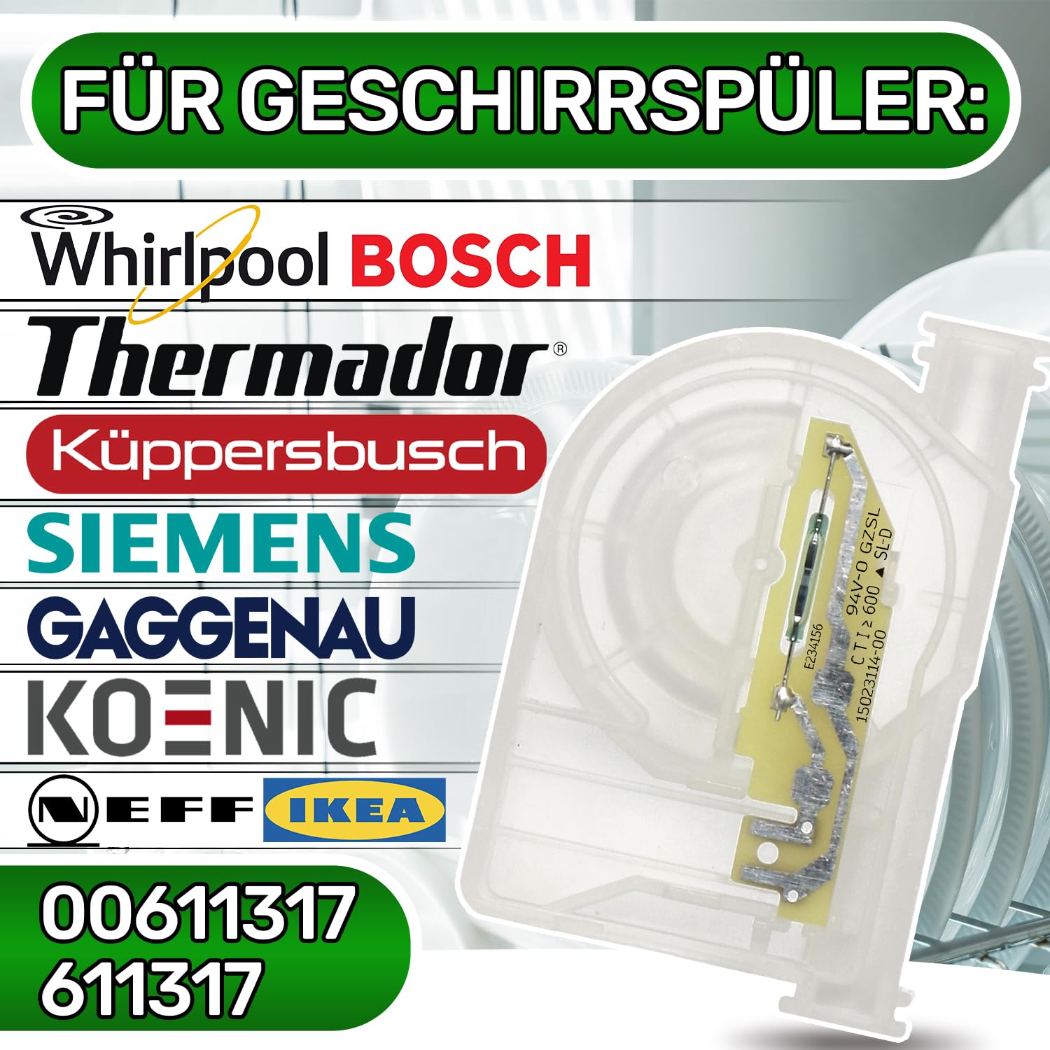 ONIX TECH Durchflussmesser für Spülmaschine mit Originalcode 00611317 611317 Reedkontakt für Spülmaschine für Bosch für Siemens - Made IN Italy - Garantie 5 Jahre