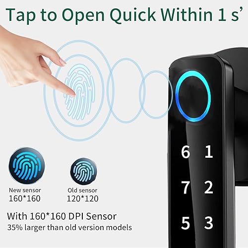 Miniatura 3 de Cerradura de puerta de huellas dactilares, perilla de puerta inteligente, cerradura de puerta biométrica 5 en 1 con llave de respaldo de código de