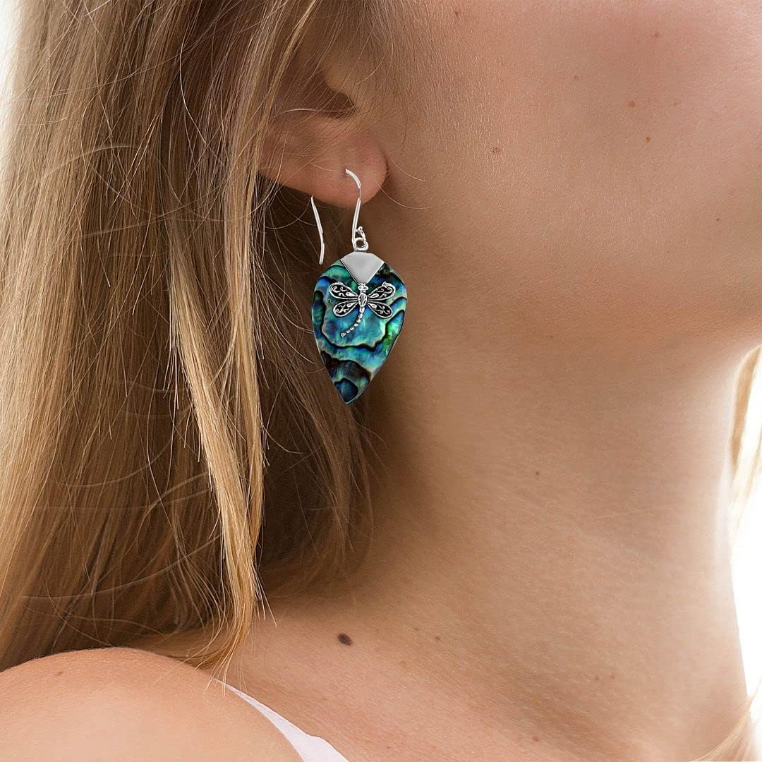 Stylish Dangle Drop Earrings 925 Sterling Silver Abalone Shell Fashion Beach Jewelry Unique Costume Jewelry for Women Birthday Christmas Gifts for Women - Image 4