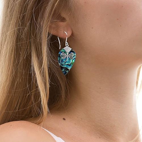 Miniatura 4 de Stylish Dangle Drop Earrings 925 Sterling Silver Abalone Shell Fashion Beach Jewelry Unique Costume Jewelry for Women Birthday Christmas Gifts for