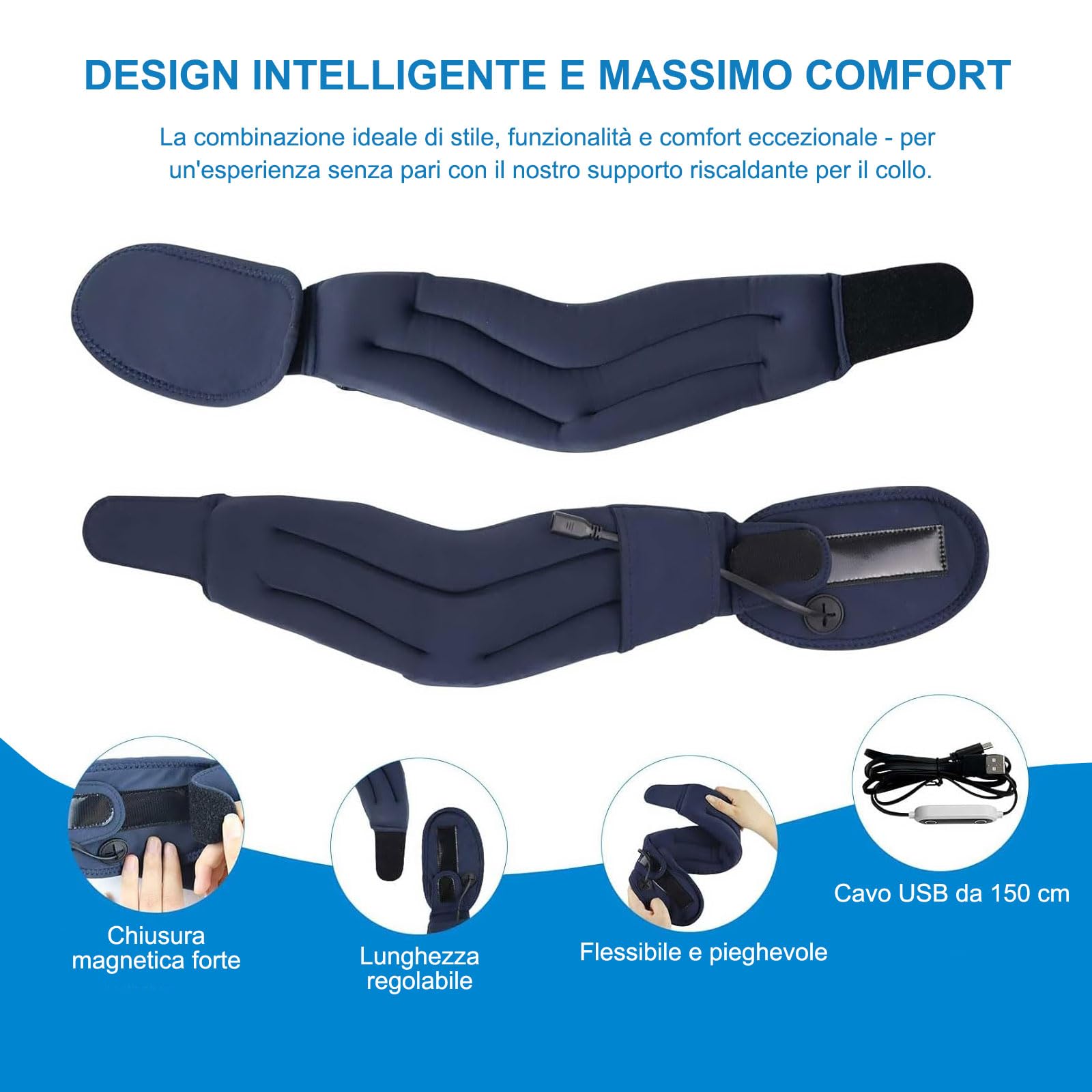 HONGJING Supporto per collo riscaldato per dolori al collo e sostegno, collare in schiuma morbida con riscaldatore, per avvolgere Align Stabilize