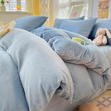 مجموعة غطاء لحاف مخملي شتوي، مجموعات مفروشات فاخرة مريحة فائقة النعومة مكونة من 3 قطع مع حقيبتي وسائد، مجموعة غطاء معزي قابل للتنفس بلون خالص، أغطية لحاف قابلة للعكس لغرفة نوم النوم