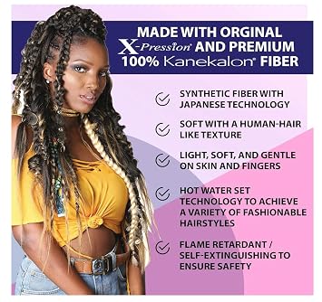 Supreme Super X TZ Braid Pre Stretched Pre Cut Pre Combed Expression Hair for Braiding 2 Bundles in 1 Pack 48 Inches (1B)