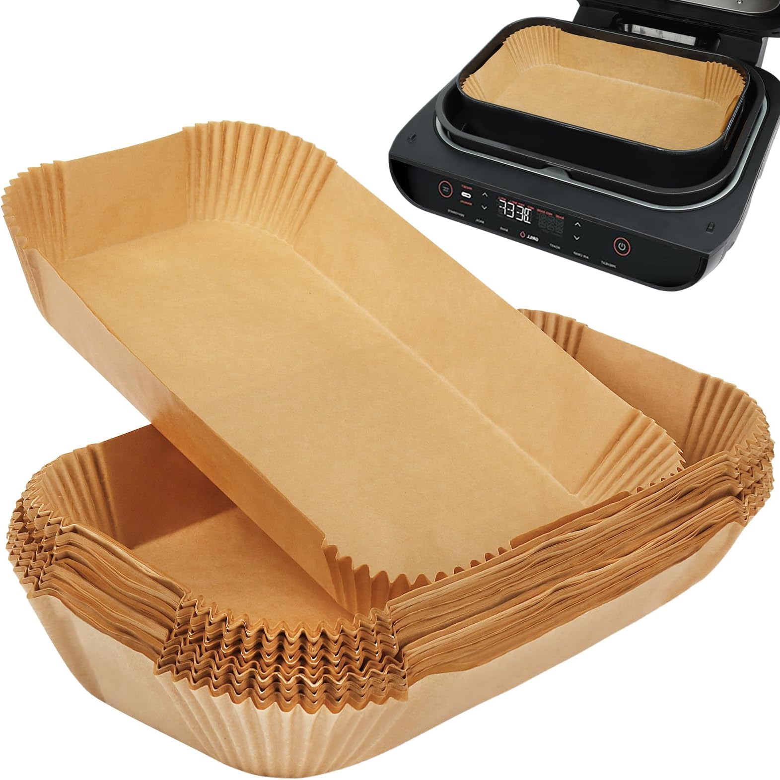 BYKITCHEN Air Fryer Liners for Ninja Foodi MAX Health Grill and Air Fryer AG551UK/AG651UK/DG551UK, Large Disposable Air Fryer Paper Liners, Air Fryer Accessories for Ninja Grill (100PCS)