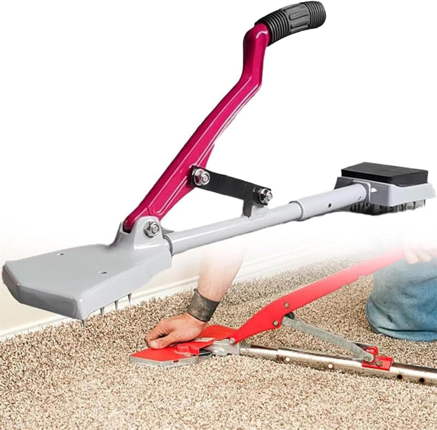 Carpet Kicker Tool - Professional Kneeless Carpet Stretcher with Rubberized Comfort Grip for Easy Maneuvering, Manual Adjustable Carpet Fitting Kit