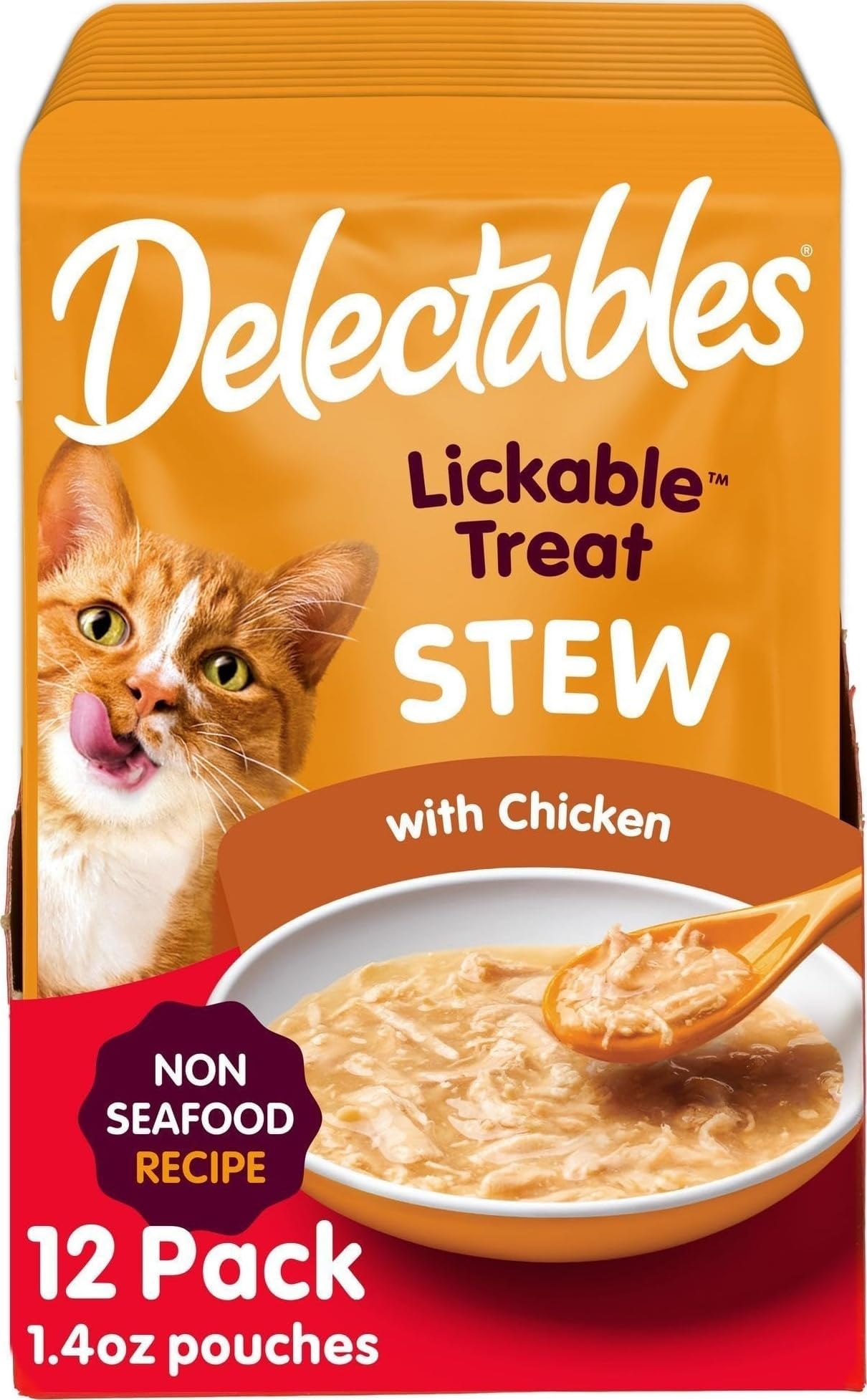 Non-Seafood Stew Lickable Wet Cat Treats, Chicken, 1.4 oz (Pack of 12)