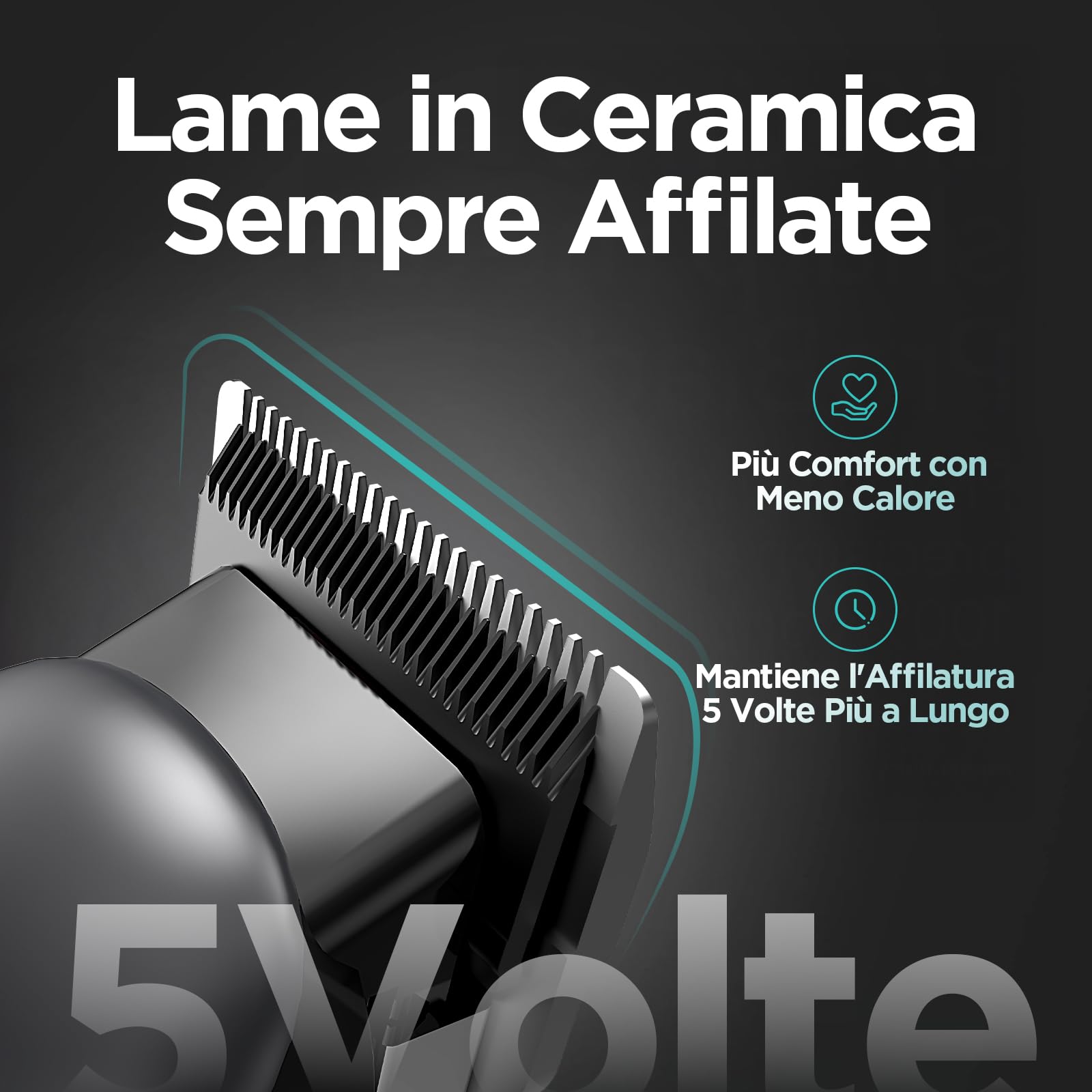 Yineel Tagliacapelli Professionale Uomo, Macchinetta per capelli e Barba Senza Fili con Display LED, Tagliacapelli elettrico con Lama in Ceramica, 300 Min Autonomia, Ricarica USB-C