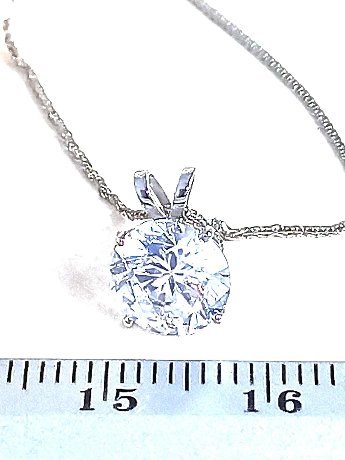 Luxury 18k White Gold Diamond Necklace 1.5 carat Diamond Necklace SOLID GOLD 18k Diamond Necklace for women 8mm Solitaire Jewelry for Valentines day Gift for Daughter Womens day gift for her Birthday