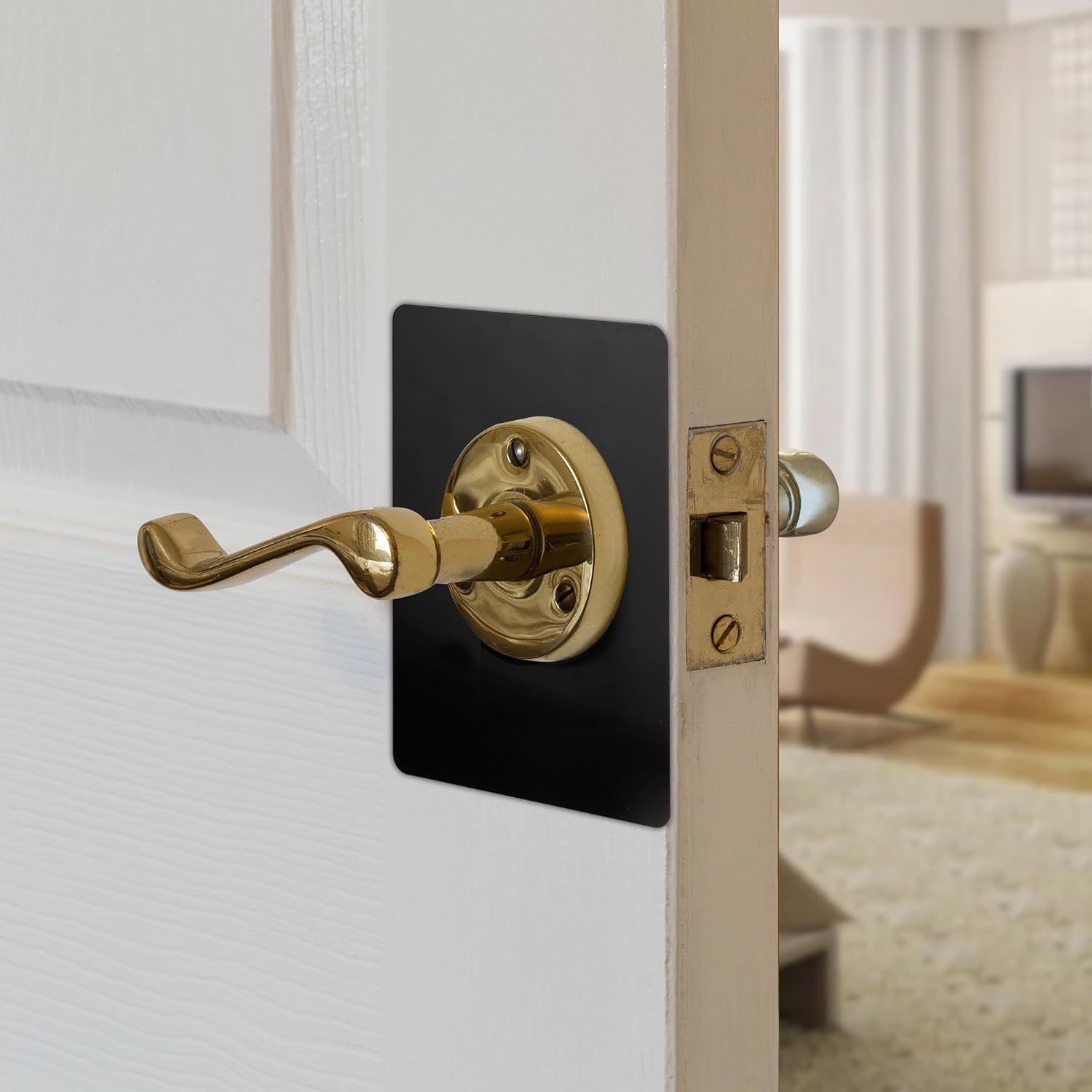 10 Pack Door Knob Reinforcement Plate Black, Door Knob Repair Plate Cover Backplate, Stainless Steel Black Door Lock Cover Plate